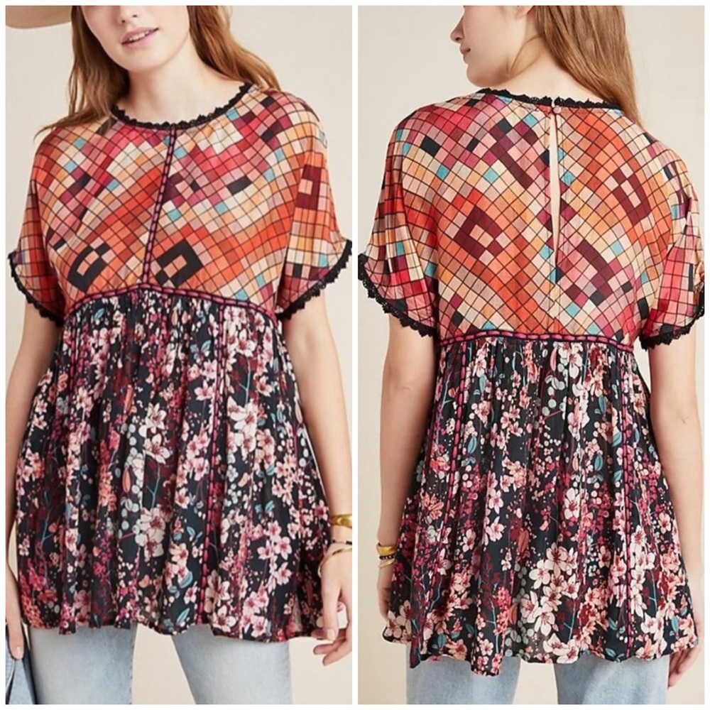 Anthropologie Bl^nk Sidonie Top Small blank embroidered tunic